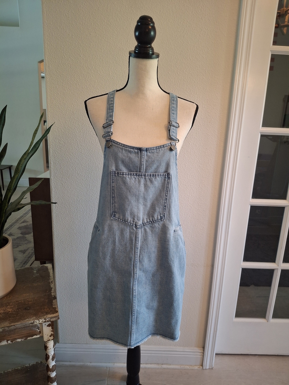 Roxy Light Blue Denim Overall Mini Dress